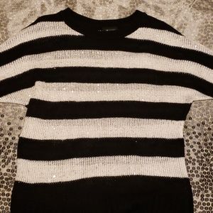 Black and white glitter sweater